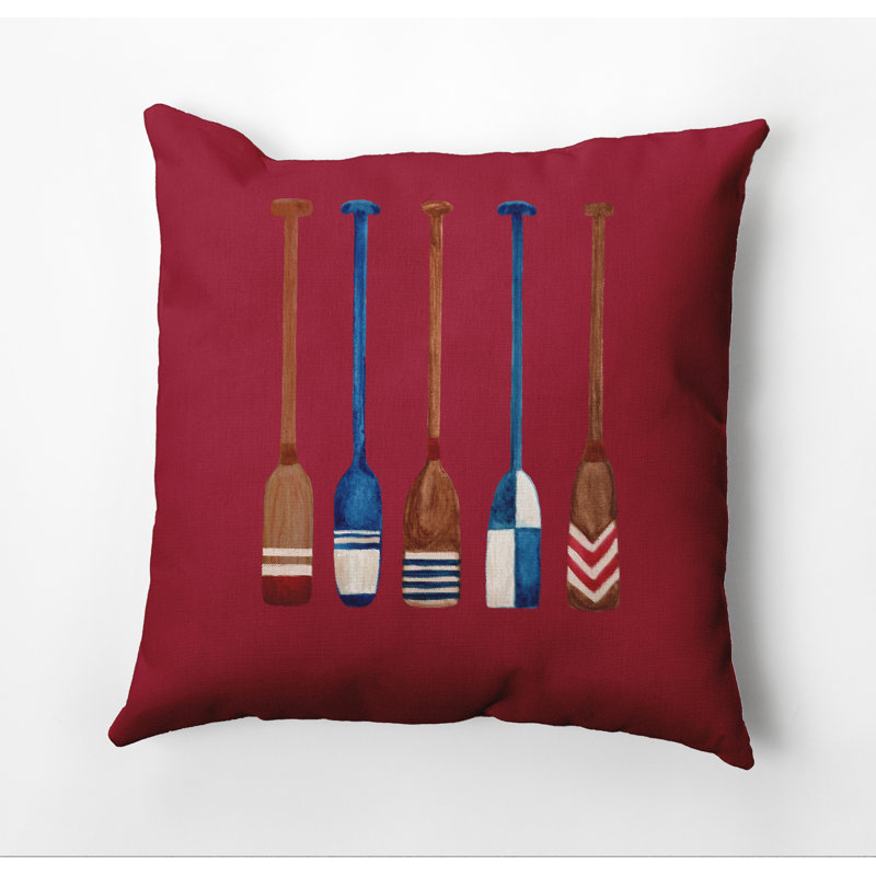Nantucket Outdoor Reversible Throw Pillow, 18" x 18", Red