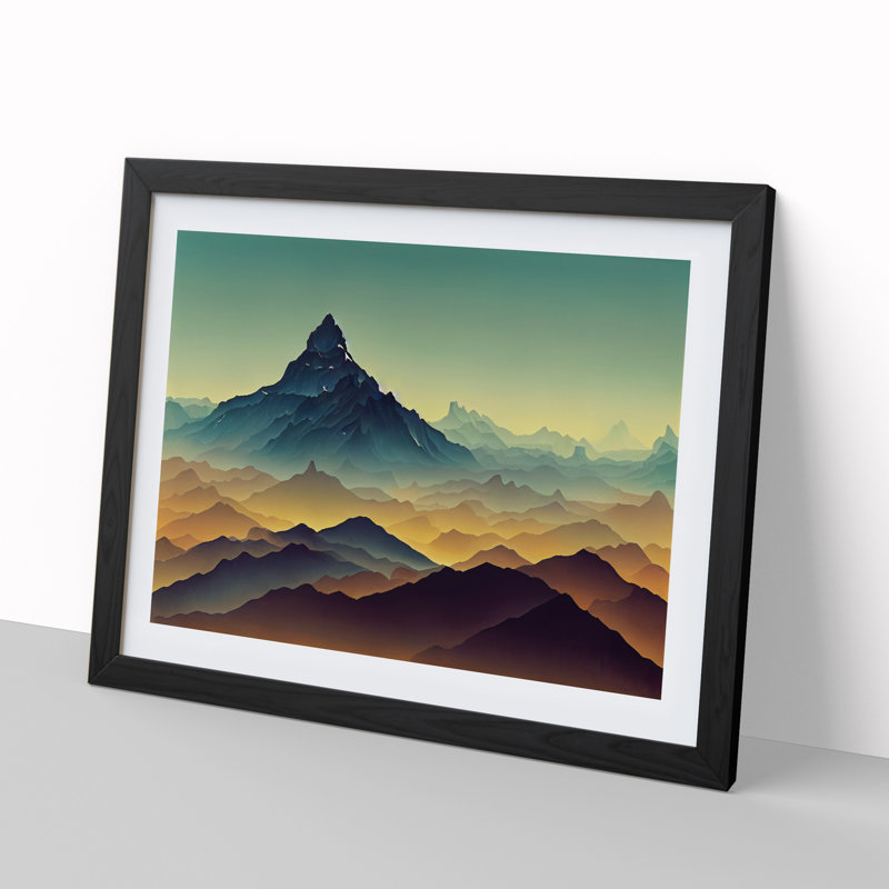Captivating Mountain Landscape - Single Picture Frame Print, Black, 25cm H x 34cm W x 2cm D