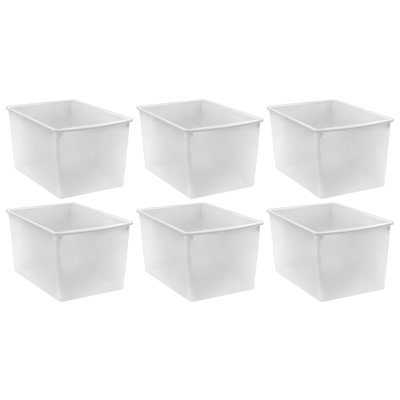  Plastic Multi-Purpose Bin, Clear, Pack Of 6