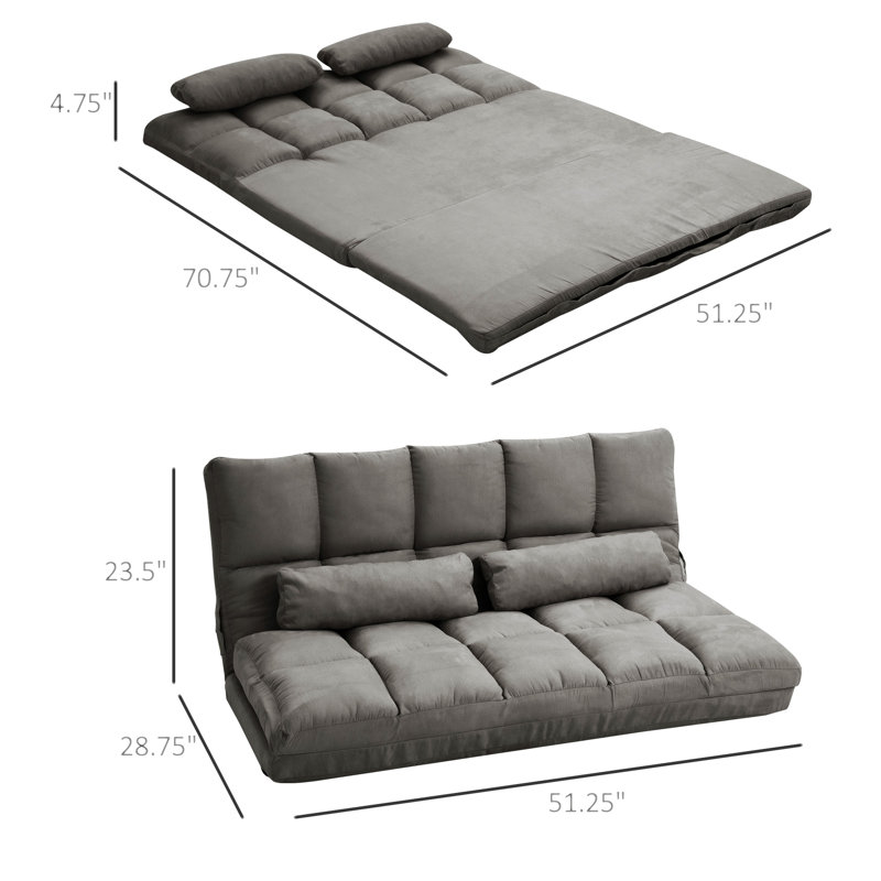 Fauteuil convertible, H 23,5 po x l 51,25 po x P 28,75 po, Polyester gris foncé