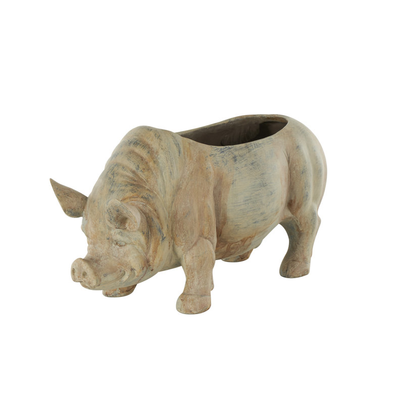 Cole And Gray 1 Piece Resin Pig Planter With Distressed Details Set