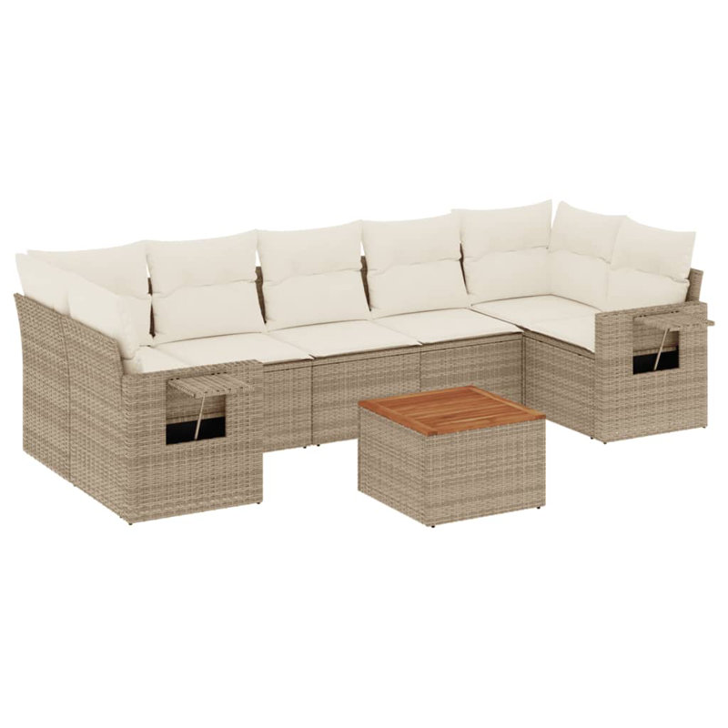 Ensemble de canapé de jardin Vidaxl Beige PE Rattan Large