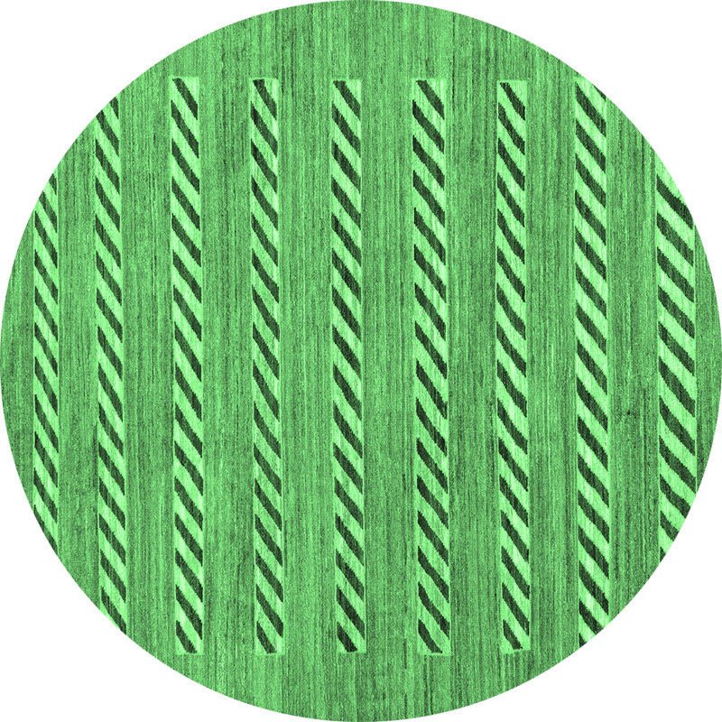 Washable Striped Indoor Rug, Round 5'