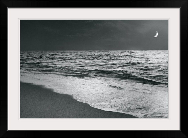 « oasis beach » par sue schlabach, reproduction de photo, H 28 po x l 38 po x P 1 po, Cadre noir