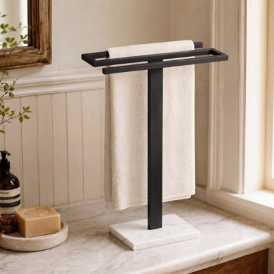 Porte-serviettes de comptoir KES avec base en marbre noir mat 15 po KES