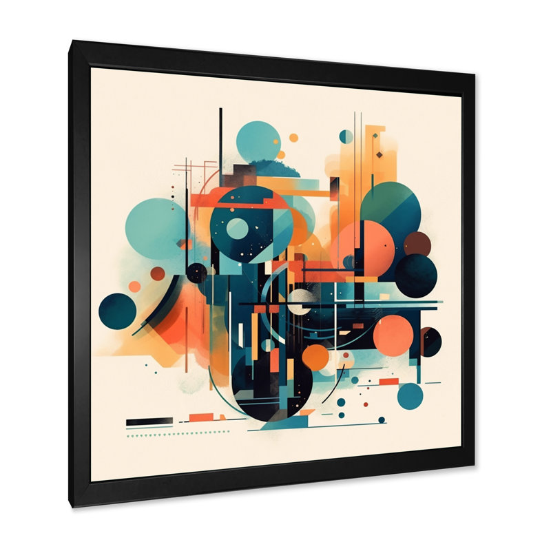 «Orange Contemplative Space III - Minimalisme», impression sur toile, Impression noire sur toile encadrée