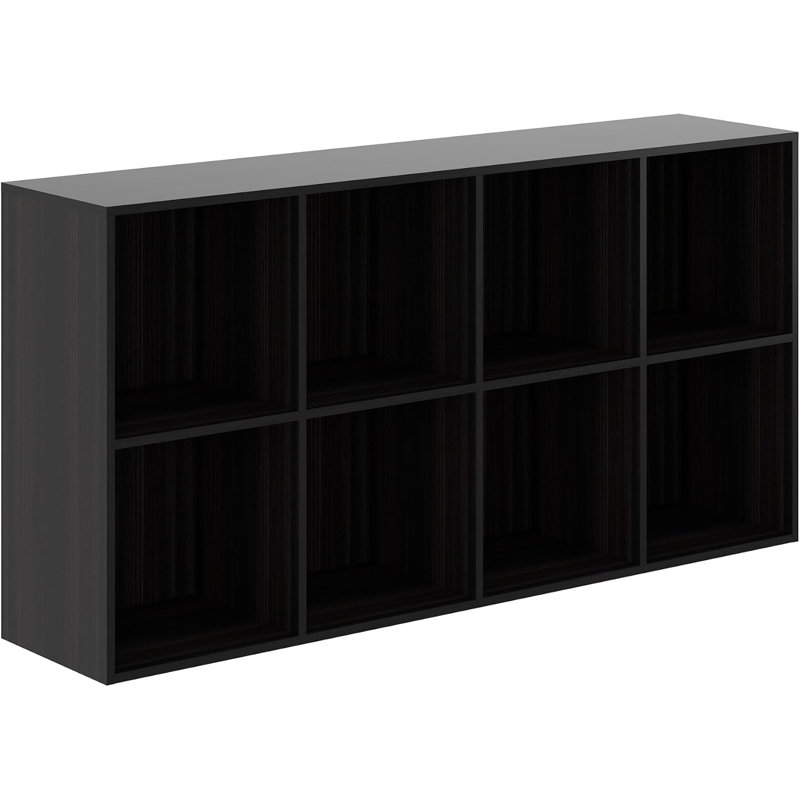 Hokku Designs Shoe Rack, 8 Compartment Open Storage Display Shoes Organizer FSSR017, Obsidian Wood