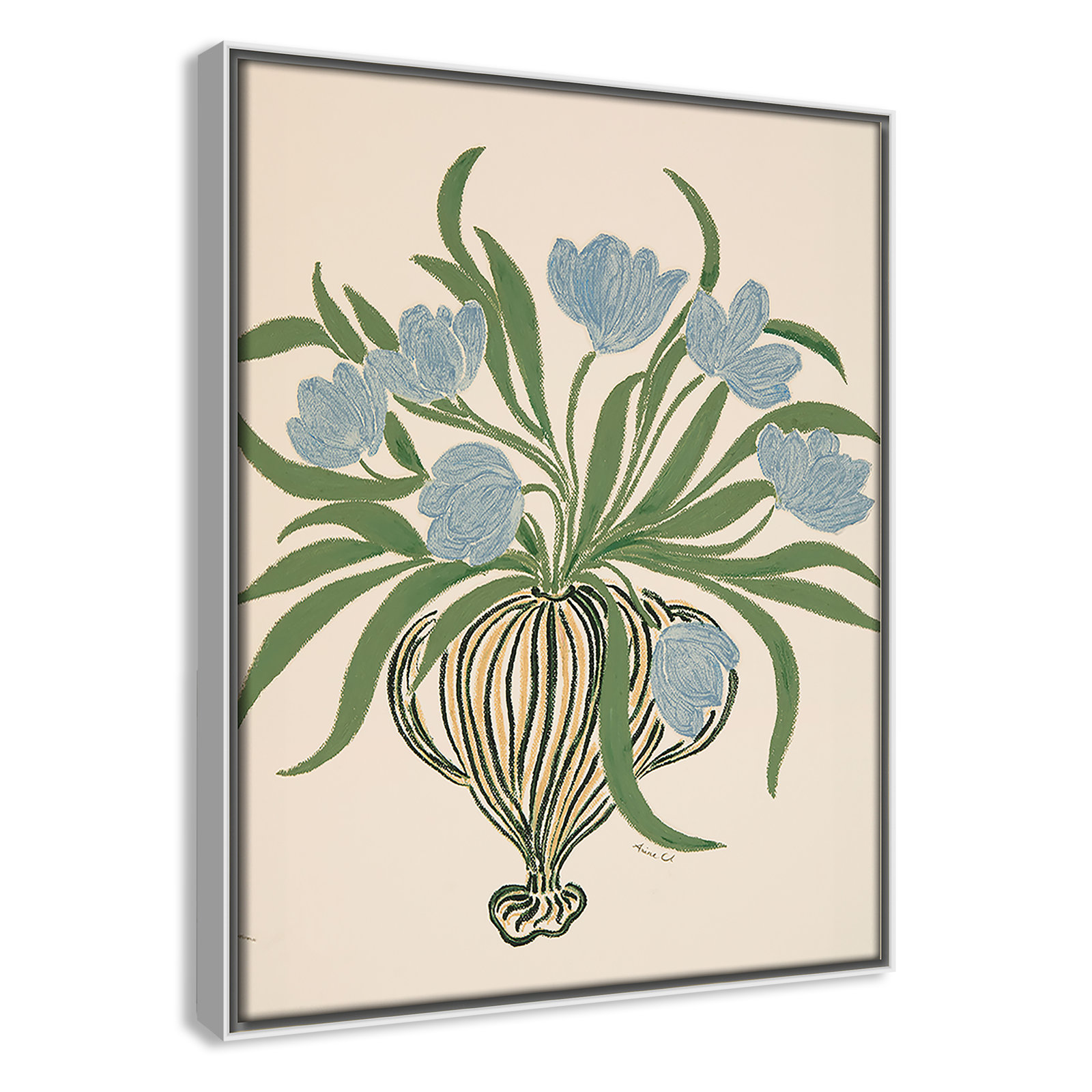 Colette "La Poire Blue Tulips" Print, 15.5" H x 12.5" W, White