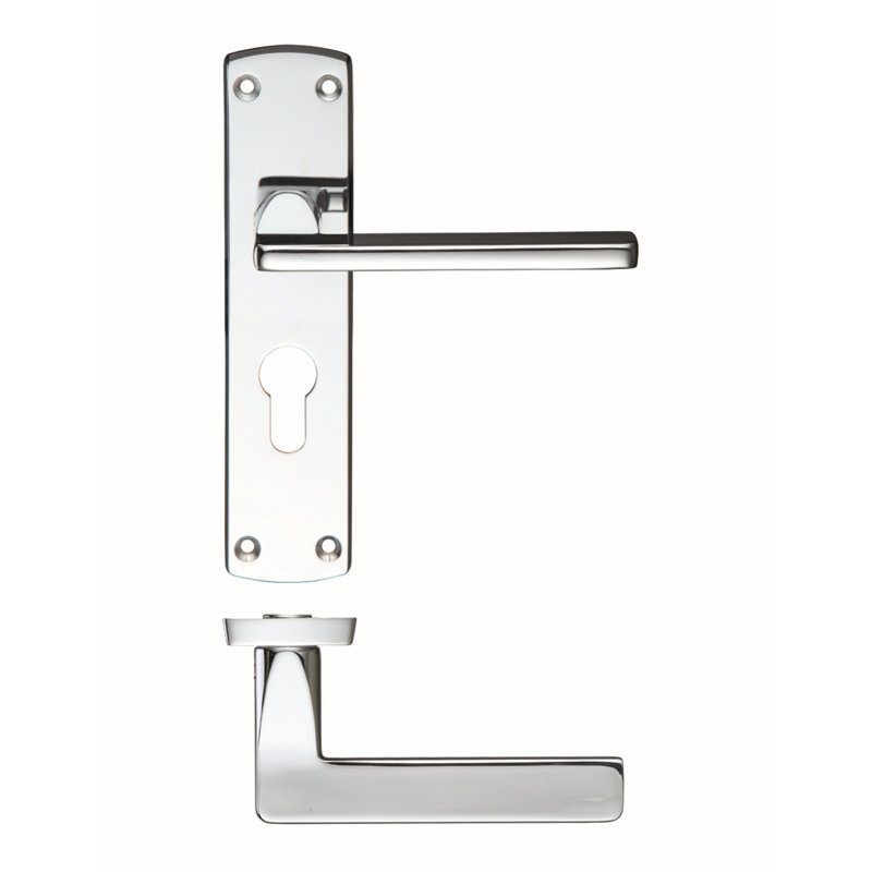 Leon Lock Door Handle, Polished Chrome