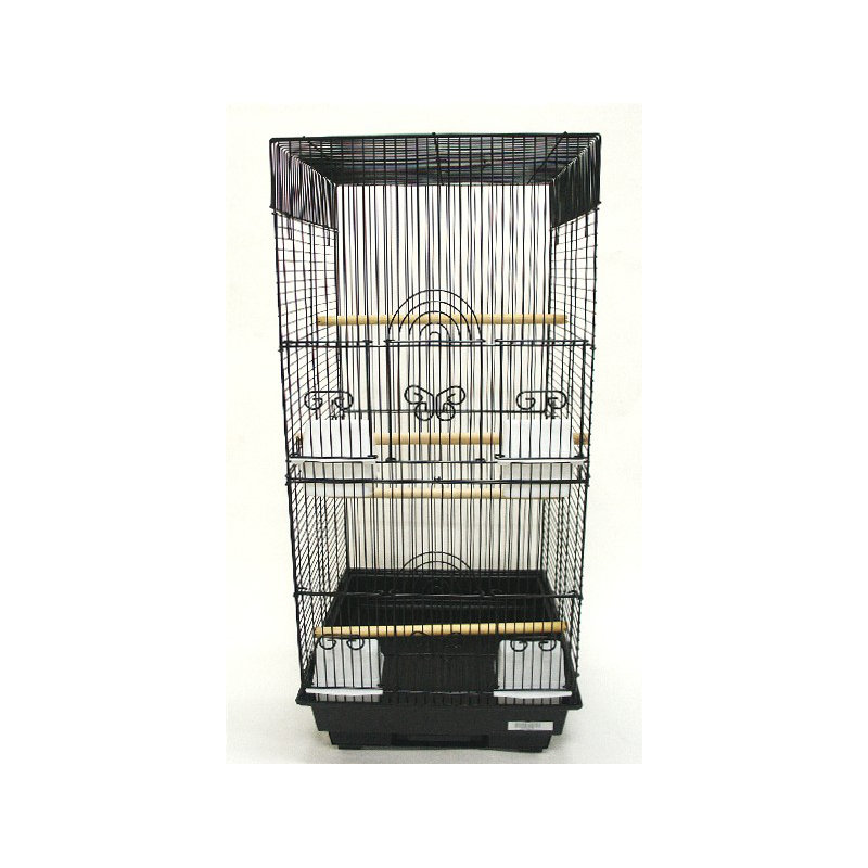 Cage à oiseaux haut 4 perchoir square, Noir