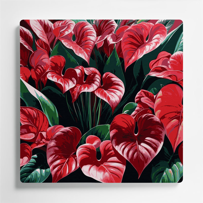 Art mural hawaïen Anthurium noir en métal