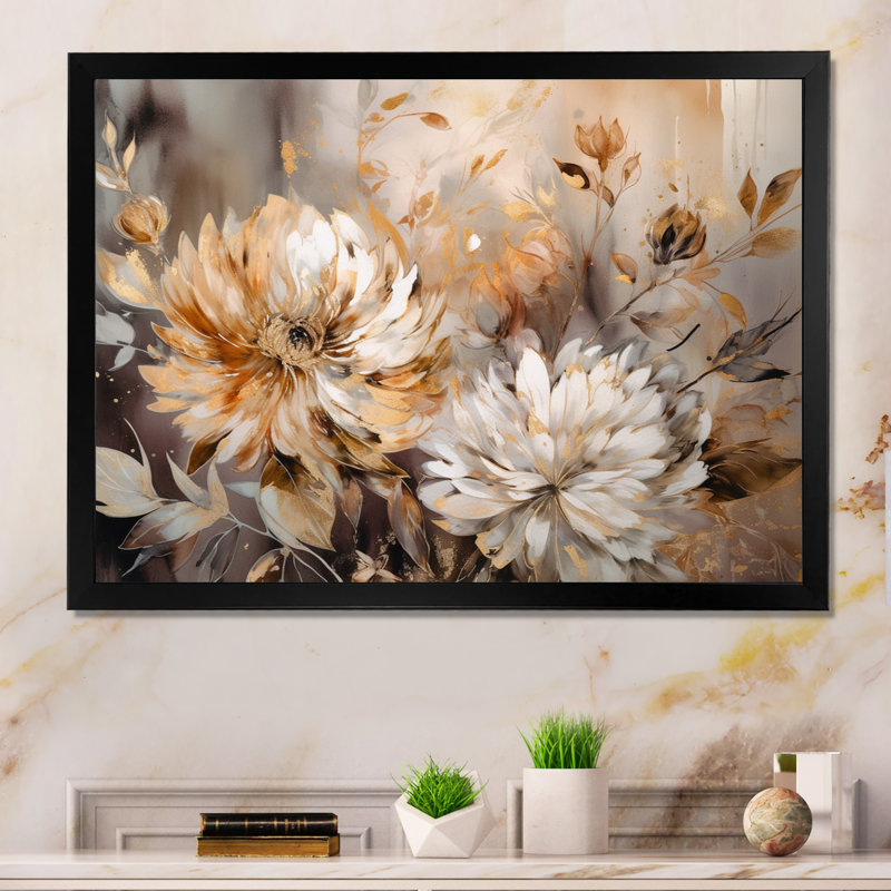 «Rozyn Chrysanthemum Artistry», reproduction d'art, Cadre simple noir, H 12 po x l 20 po x P 1 po