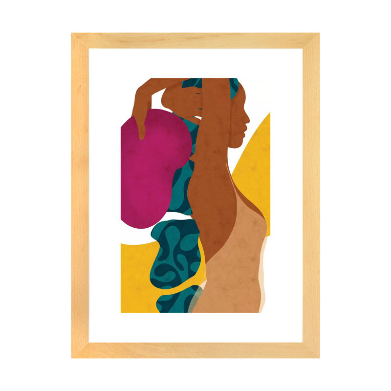 Lori par Reyna Noriega - reproduction imprimée, Blanc, H 24 po x l 16 po x P 1 po, Toile avec cadre en bois beige