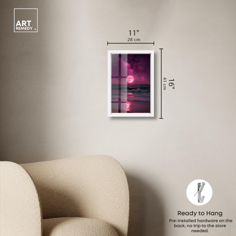 «Shimmering Sea II Shadowbox» par Art Remedy, cadre blanc, 11 x 16, H 16 po x l 11 po, Cadre blanc