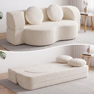 77.8" Upholstered Convertible Futon Sofa Bed