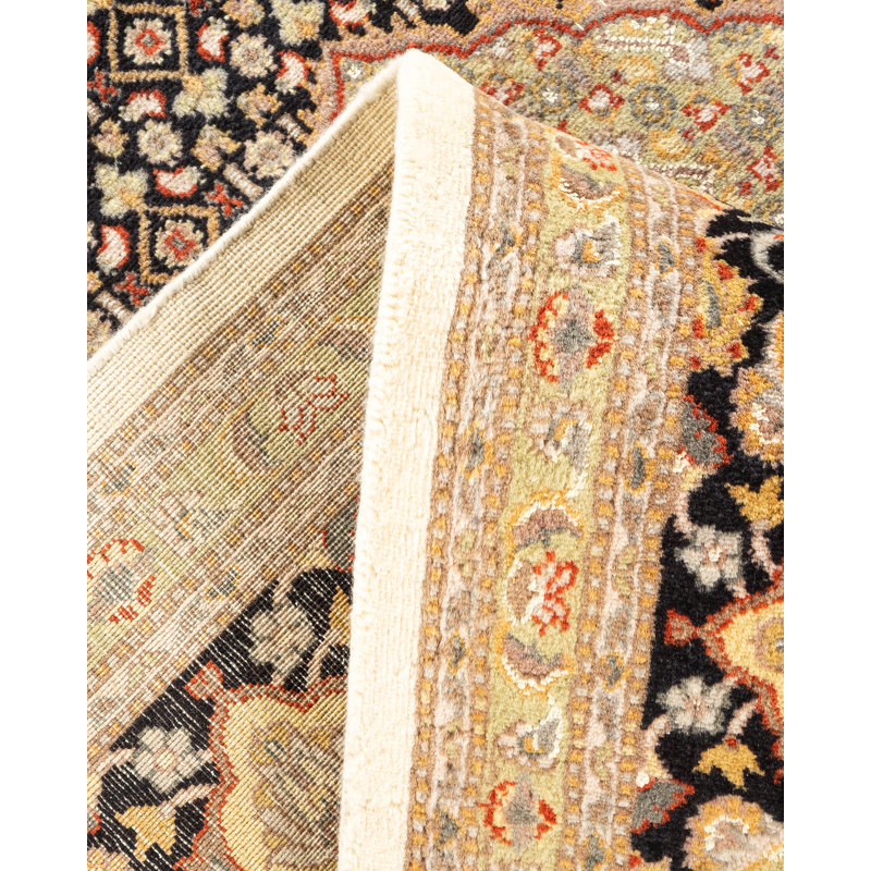 Tapis unique en laine noué à la main nouvel âge de 6 pi 8 po x 10 pi brun clair / noir / rouge Hayner