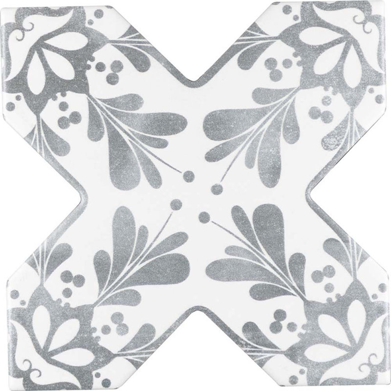 Siena 5 in. Charcoal Black Star with Gray Cross Deco Matte Ceramic Wall and Floor Tile (10.76 sq ft/case) - 54 Pack