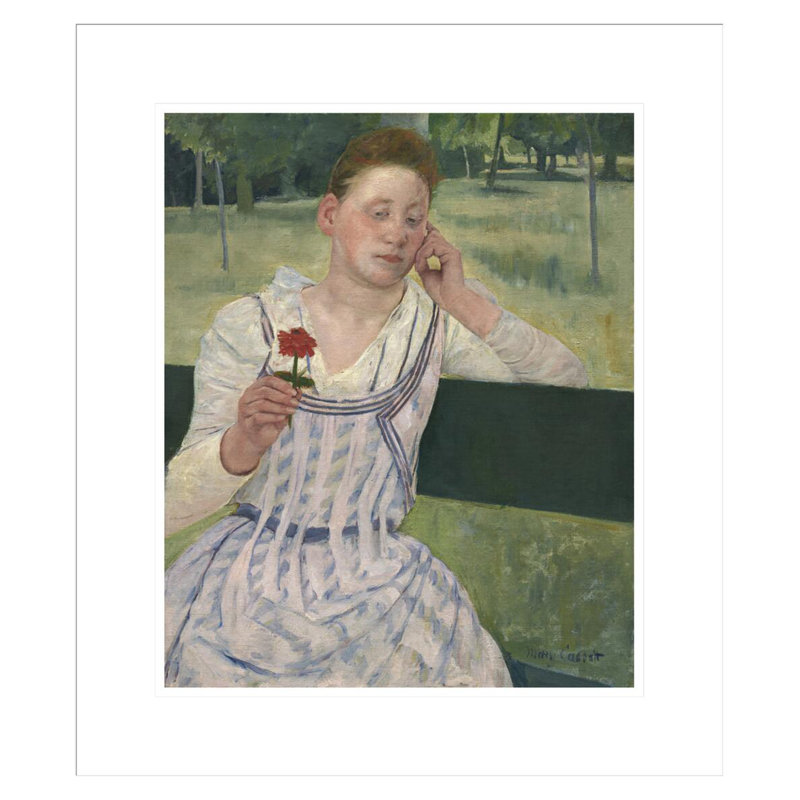 «Woman with a Red Zinnia» par Mary Cassatt, impression giclée sur cadre, 20.42" H x 17.75" W
