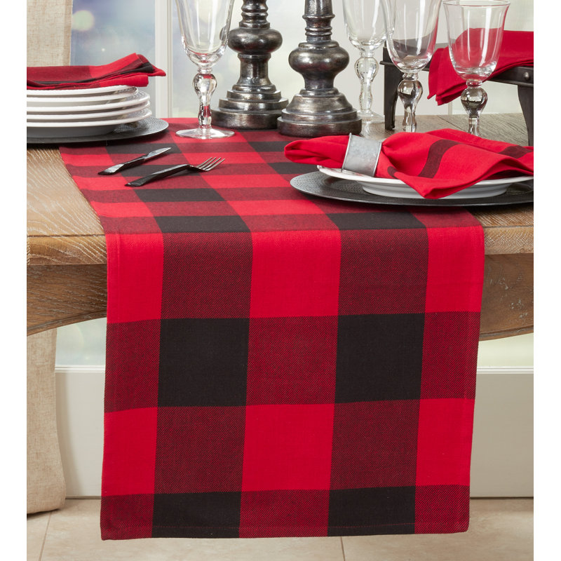 Dannyelle Buffalo Table Runner, 72" L x 16" W, Red