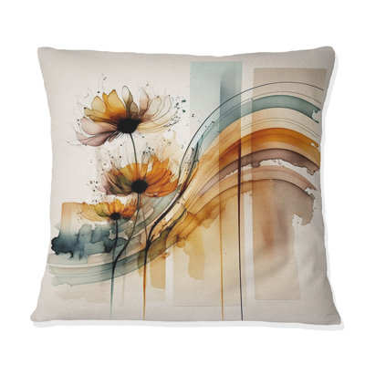 Orange Daisy Flowers Hyper Realistic II - Daisy Printed Throw Pillow
