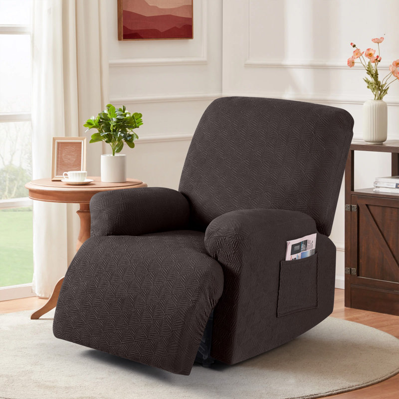 Housse pour fauteuil inclinable extensible Wald, Mélange de polyester chocolat / coton