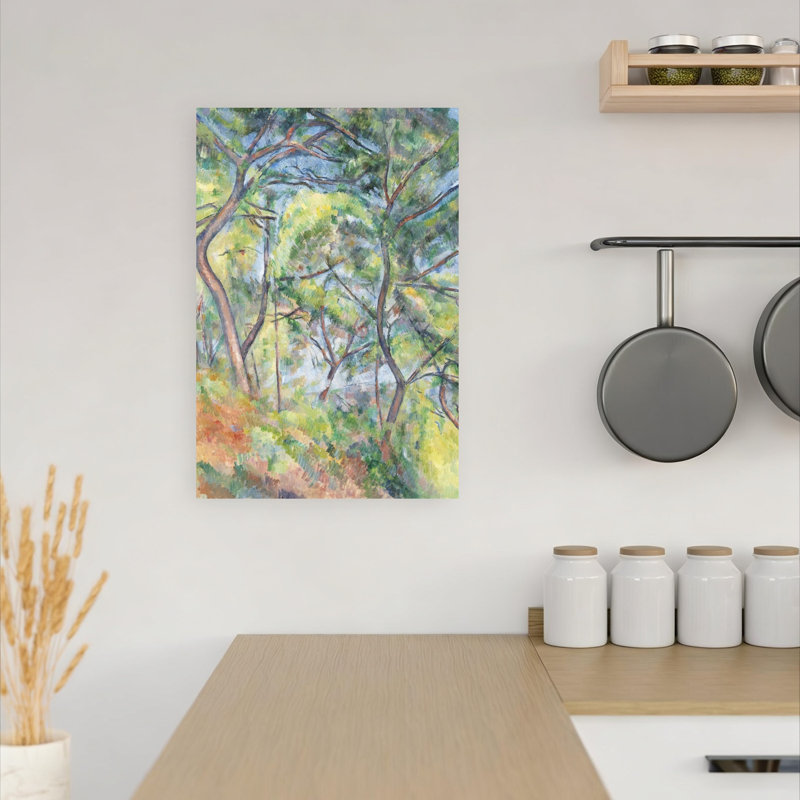 Sous-Bois, vers 1894. Estampe d'art mural contemporaine abstraite impressionniste représentant un paysage d'arbres.