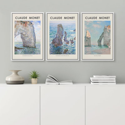 Classical Artwork " Beach Ocean Cliffs In France By Claude Monet Nature Modern Relax/Calm " by Claude Monet 3 - Pieces