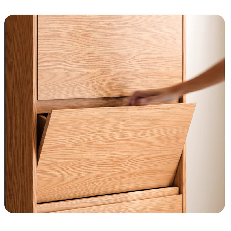 Portemanteaux en bois avec range-chaussures rabattable, Burlywood