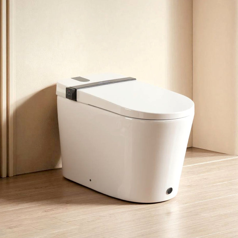 One Piece Smart Toilet with Quiet-Closed Heated Seat, Foot Sensor/Off-seat/Blackout/Remote Flush, Bidet Elongated Toilet with Tankless, Gentle Night light, Remote Control