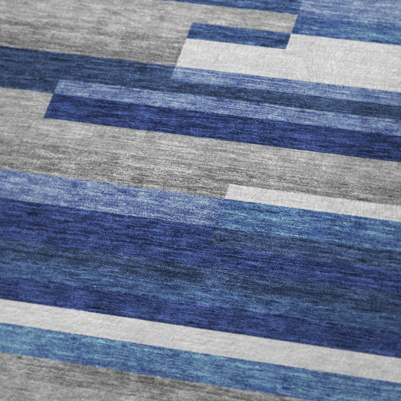 Jeté à rayures Addison Sherpa ASB766, Bleu