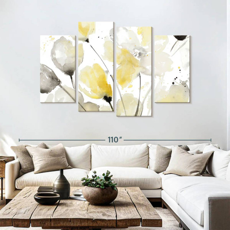 Avery neutre floral abstrait I, H 54 po x l 84 po