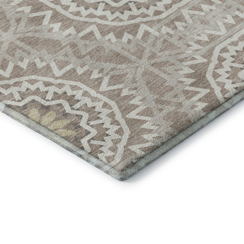 Addison Red Synthetic Washable Non-Slip Rectangular Rug