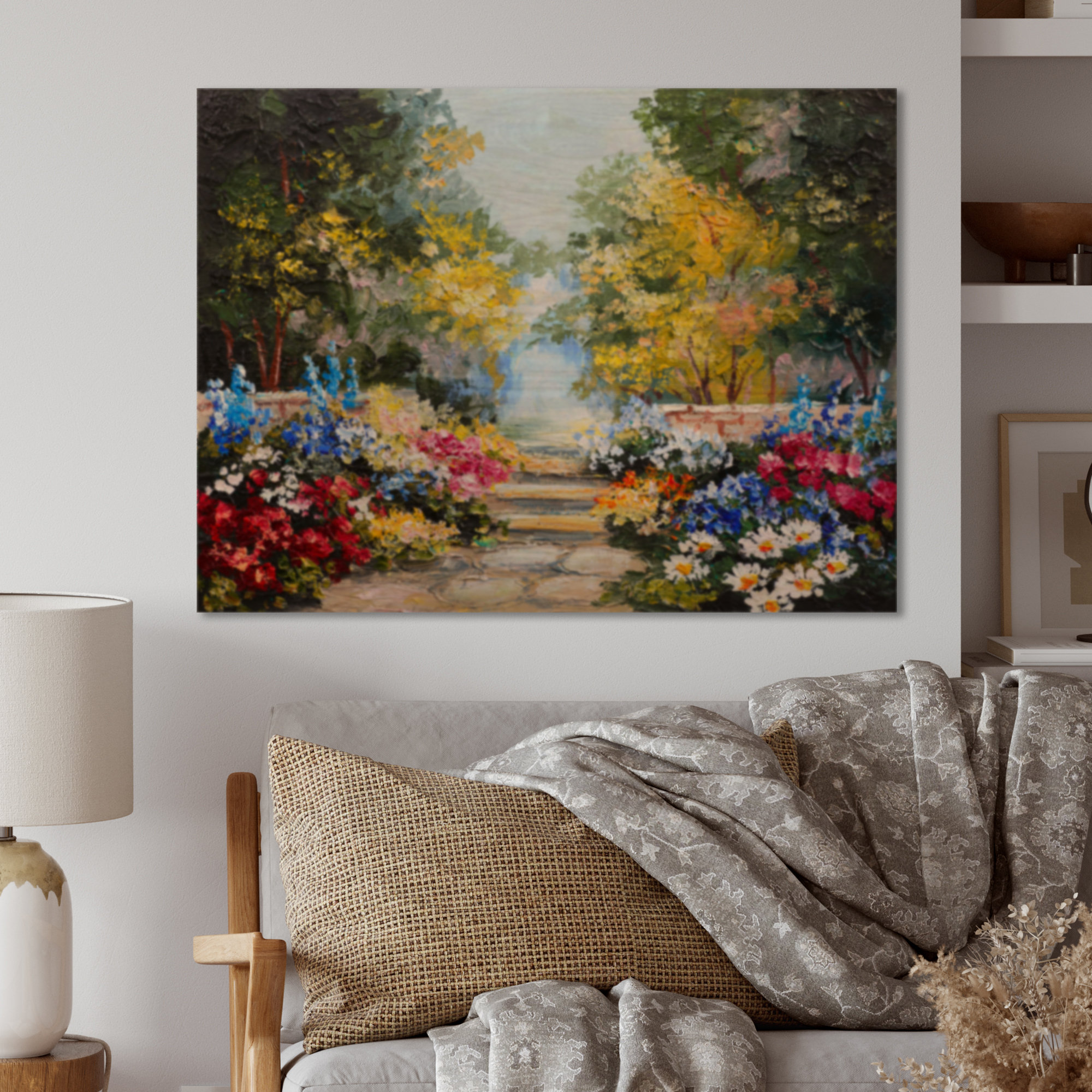 Millwood Pines Summer Forest With Flowers On Wood Painting | Wayfair