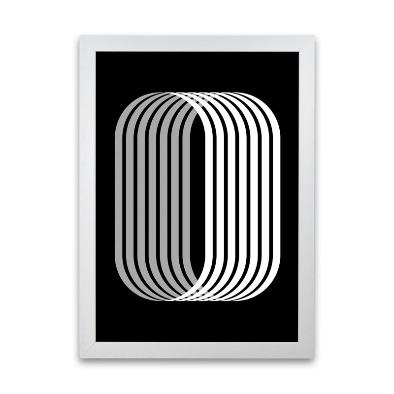 Abstract Modern Black And White Shape Original - Print, White Frame, 30cm H x 21cm W x 3cm D