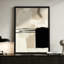 "Beige et noir", coups de pinceau abstraits, style peinture minimaliste, toile encadrée noire 24 "x 36"