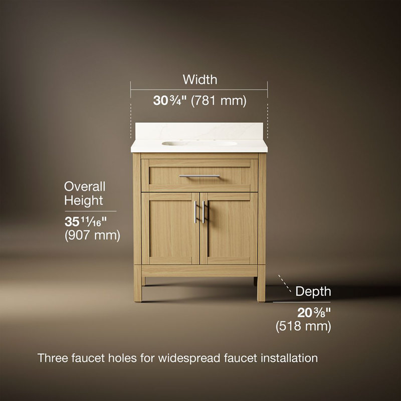 31" Single Bathroom Vanity Set, Light Oak, 31", White