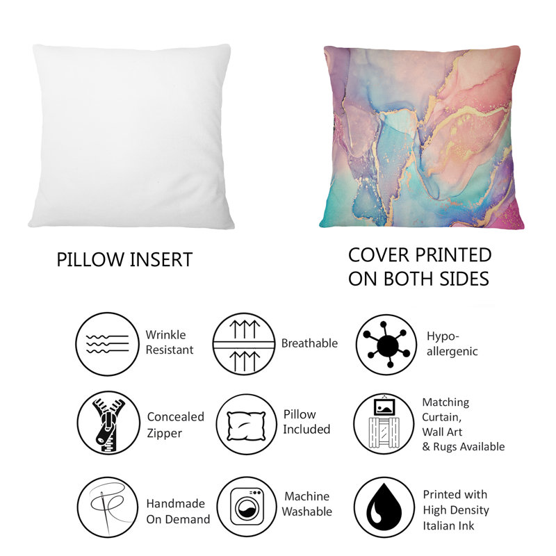Rose et bleu liquide Art II - Coussin décoratif imprimé moderne 1