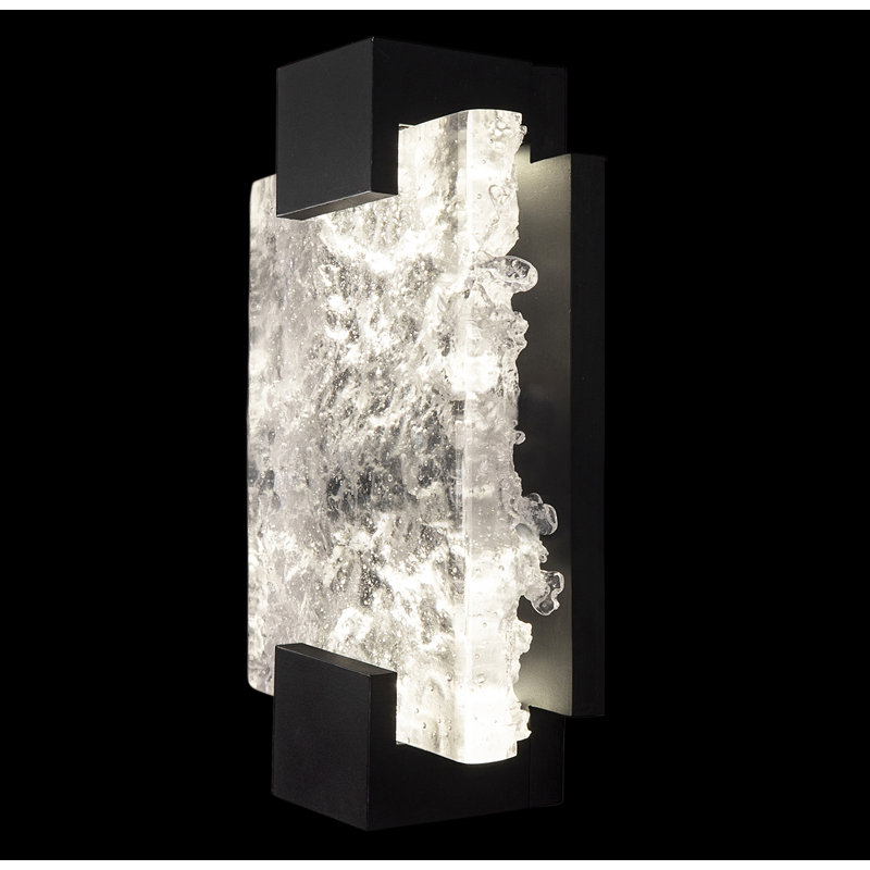 Terra LED Flush Mounted Sconce, Black, Clear, 11.75" H x 6.25" W x 3.5" D