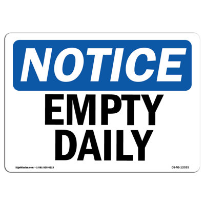 Empty Daily Aluminum Sign 12 x 18