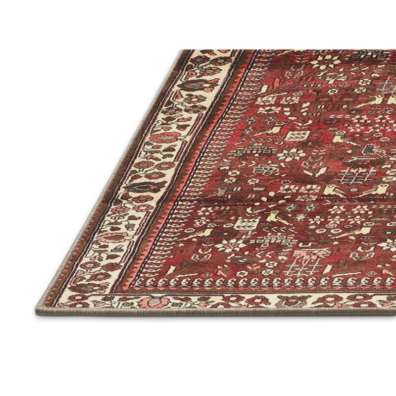Tapis rouge/vert 3917 de la zone traditionnelle, Rectangle 5 pi x 7 pi