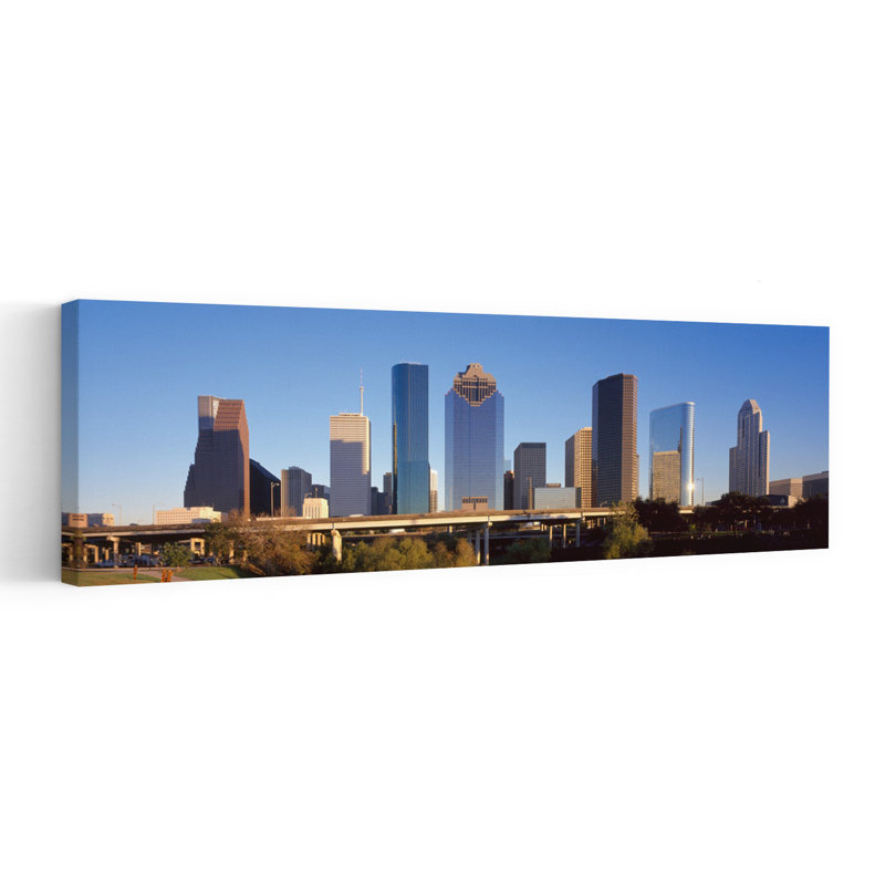 Skyscrapers Against Blue Sky Houston Texas USA by Ellis Vener - Wrapped Canvas Panoramic Print, 30.48 cm H x 91.44 cm W