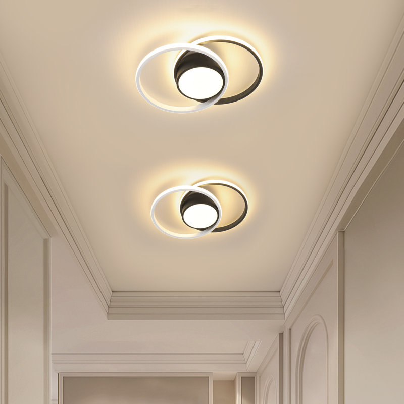 Double 2-Light LED Flush Mount Ceiling Light, Black, 3000K