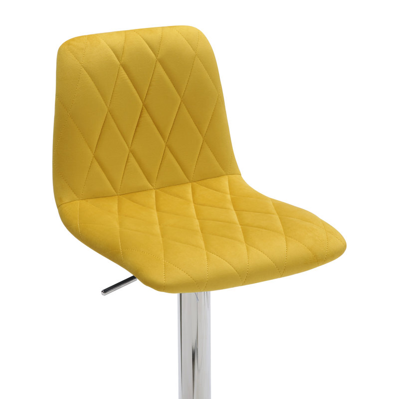 Adelaid Swivel Upholstered Adjustable Height Counter Stool with Metal Frame, Mustard