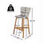 Ensemble de 2 tabourets de bar d'extérieur en bois au fini teck avec osier PE gris clair-1322250616