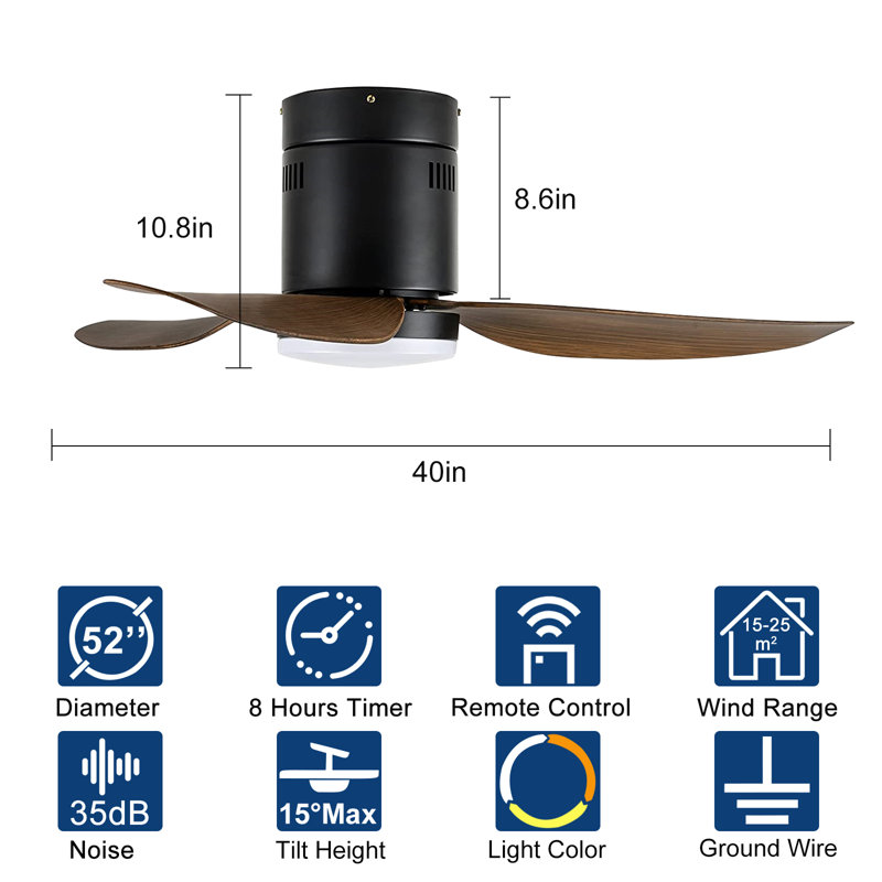 Andricka 40'' Ceiling Fan with LED Lights