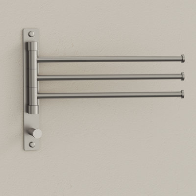 Wall-Mount Swivel Towel Bar With Hooks