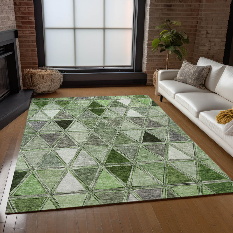 Wigburg Washable Geometric Indoor / Outdoor Rug, Rectangle 9' x 12'