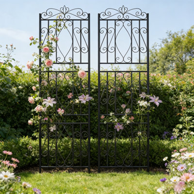 Wulfram 182.05 cm H x 50.05 cm W Iron Lattice Panel Trellis Side Panel