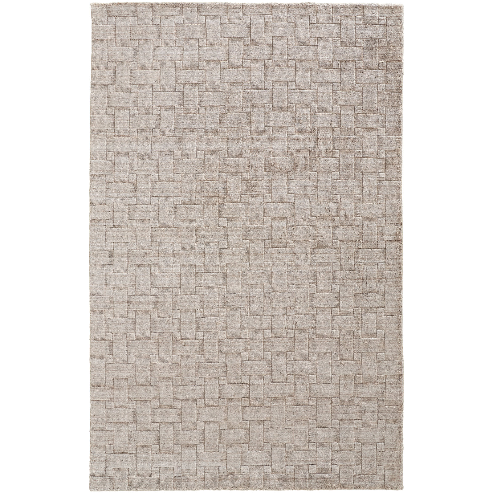 Shanta Beige Hand-Woven Geometric Viscose Rug, Rectangle 10' x 14'