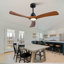 Nouveau ventilateur de plafond en bois 52 pouces avec 3 pales en bois massif, télécommande et moteur à courant continu pour le salon